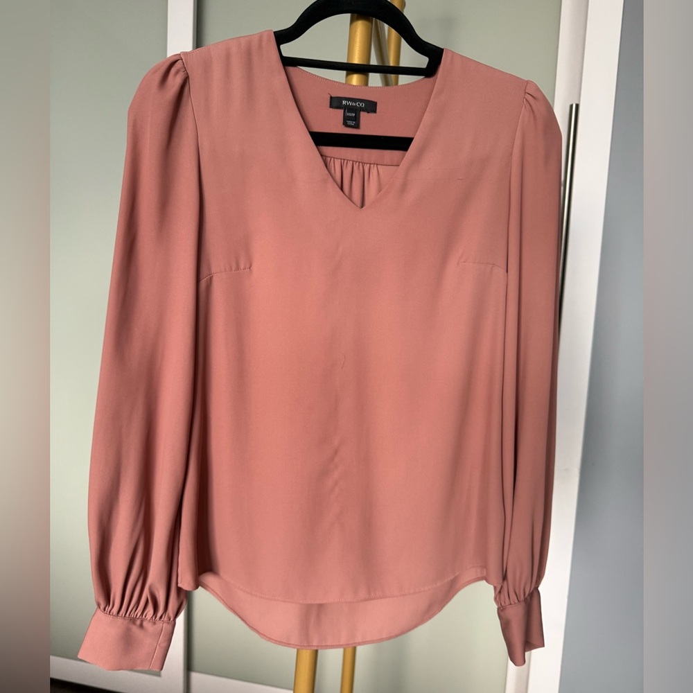 RW&CO. Blush V-Neck Blouse